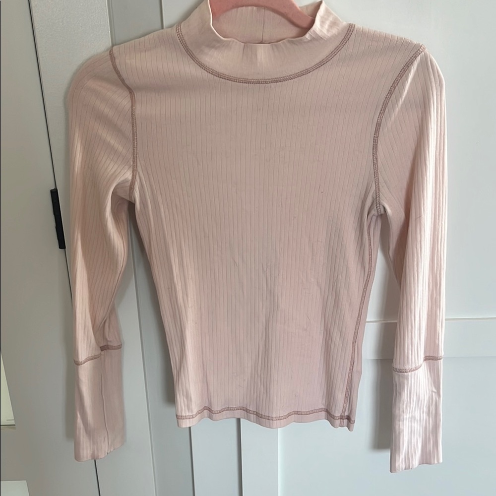 COPY - Free People Pink Ribbed Long Sleeve Top